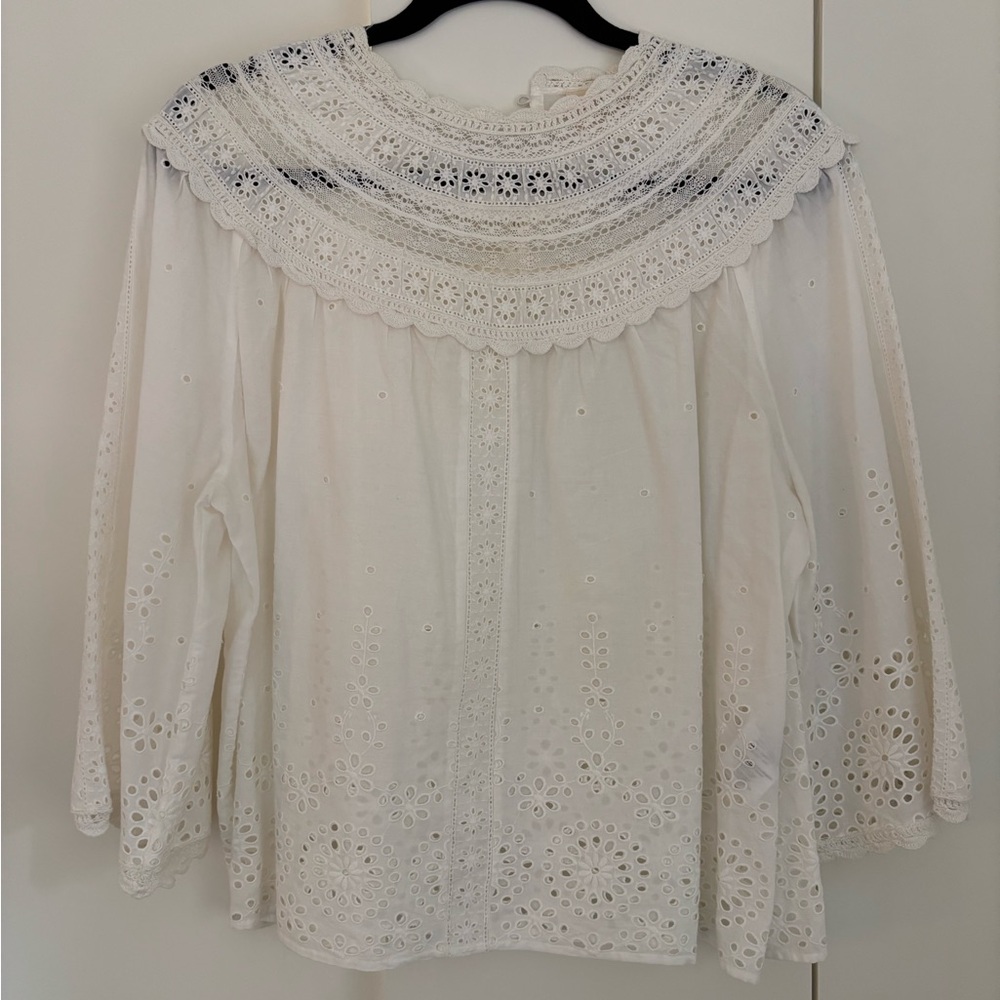 Sezane White Lace Women's Top